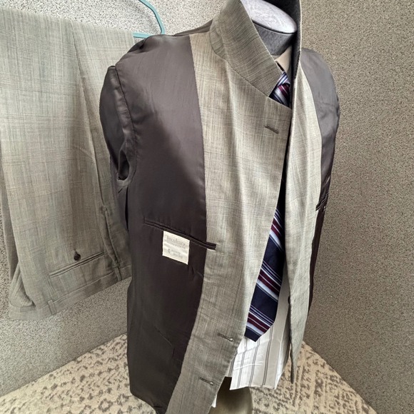 Turnbury Glen Check Plaid Suit 40L 36W 2 PC Business Gray Windsor Preppy Bloke - Picture 5 of 16